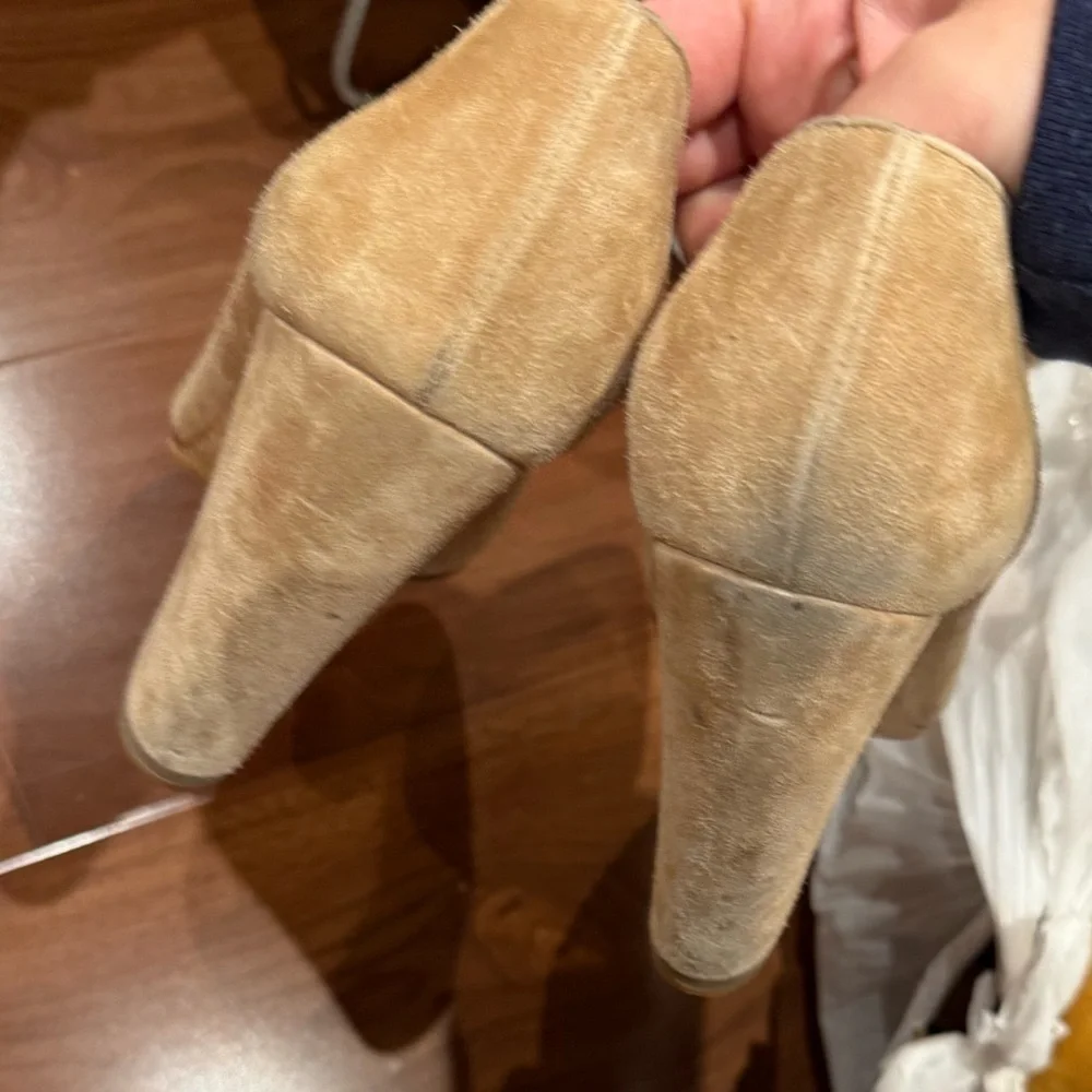 Sergio Rossi / suede Scarlett Pump block heel beige tan 40 10